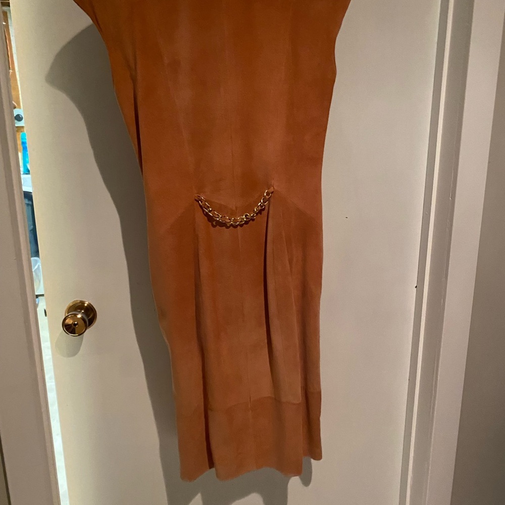 Danier Tan Midi Dress with Chain Accent